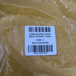 Yellow Linen Blend Crew Neck Tank